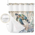 thumbnail image 2 of Blue Sea Turtle Coastal No Hook Shower Curtain Waterproof,Bathroom Curtains with Snap in Liners and See Through Top Window,Vintage Summer Beach Coral Ocean Hotel Bathtub Curtains Shower 72"Wx72"L, 2 of 8