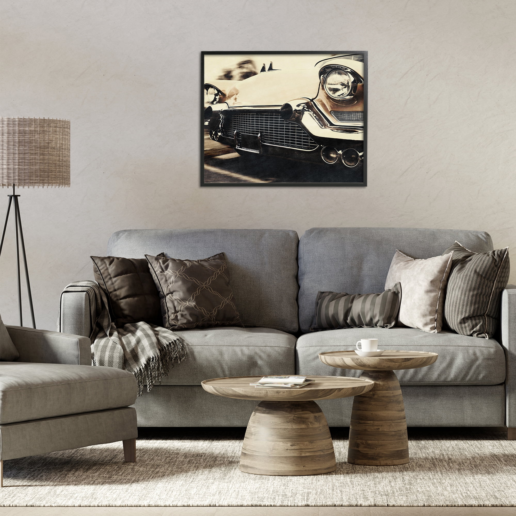 Stupell Industries Vintage Ride Headlights Black Framed Giclee Art, design by Marcus Prime