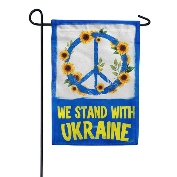 America Forever We Stand with Ukraine Garden Flag 12.5x18 inch Double Sided Outdoor Yard Decorative Support Ukraine National Peace Flag
