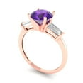 thumbnail image 2 of Three-Stone Engagement Ring for Women - 2ct Natural Amethyst in 14K Rose Gold Promise Ring, 2 of 6
