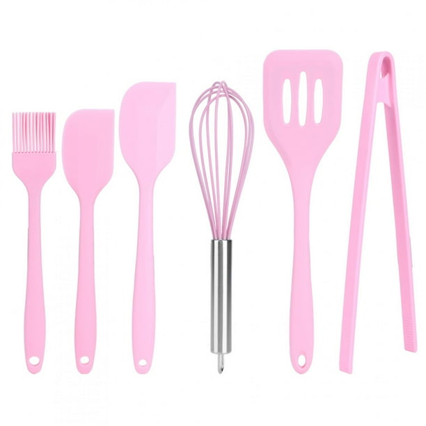 Juego de 6 utensilios de cocina de silicona, raspador, batidor de huevos, espátula, cepillo de aceite, pinza para alimentos, herramienta de cocina
