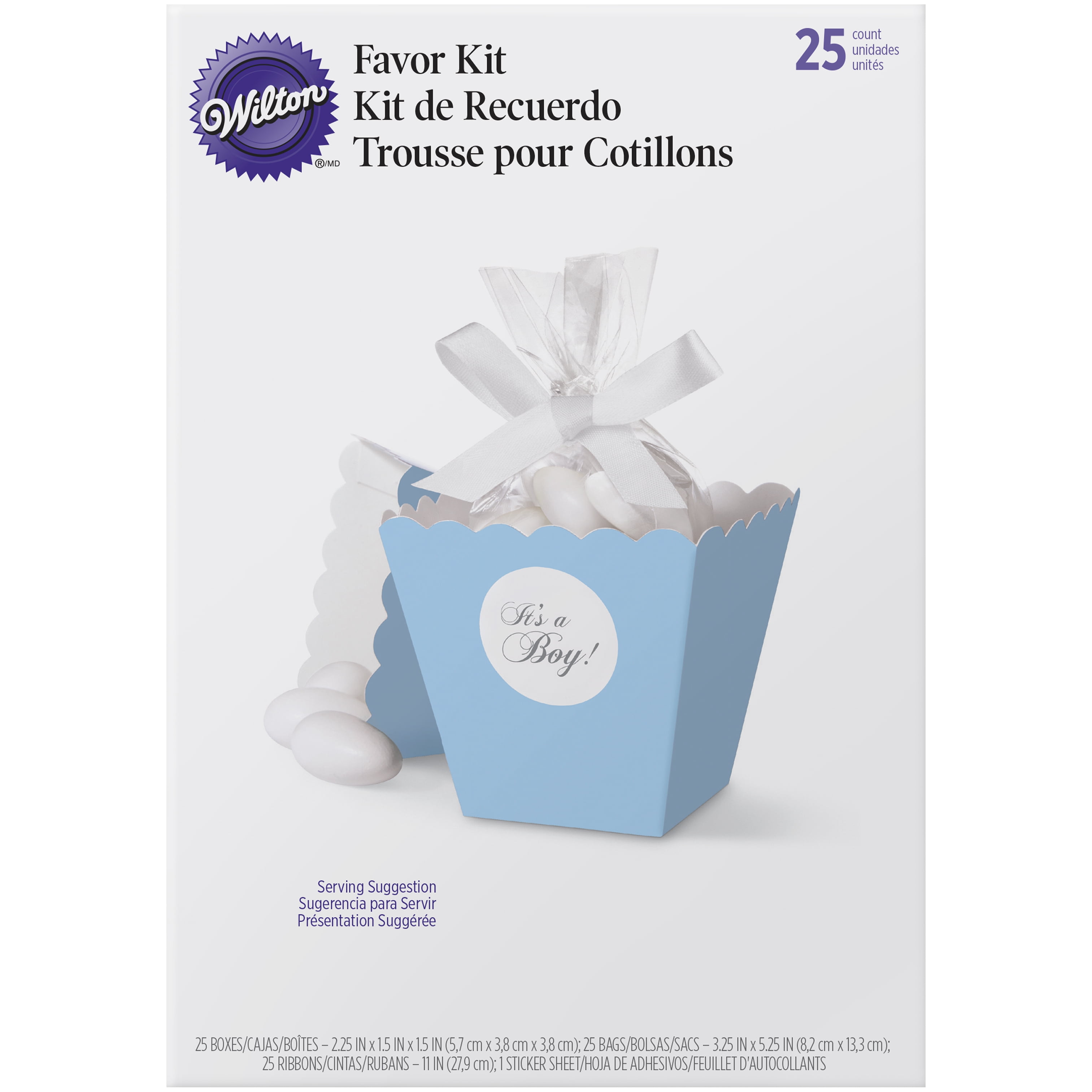 Wilton Blue Popcorn Boxes Favor Kit, 25-pack