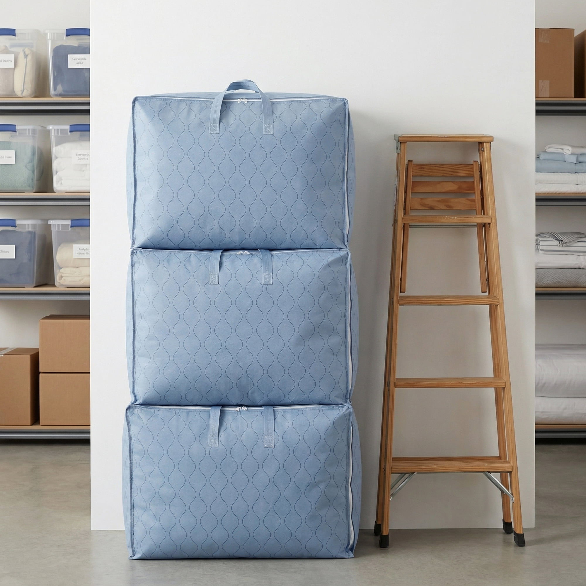 Unique Bargains Storage Bag for Organizing Comforter and Closet Blue 28.3"x12.2"x20.5"