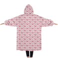 thumbnail image 2 of Oversized Wearable Blanket Hoodie,Light Pink Butterfly Pattern Sherpa Blanket Hoodie with Super Pockets,Super Warm Fuzzy Pullover for Women & Men, 2 of 6