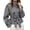 Black, variant on Women's Plaid Cropped Trench Coat Long Sleeve Stand Collar Double Breasted Jacket with Self Tie Belt Fall Casual Outwear,S