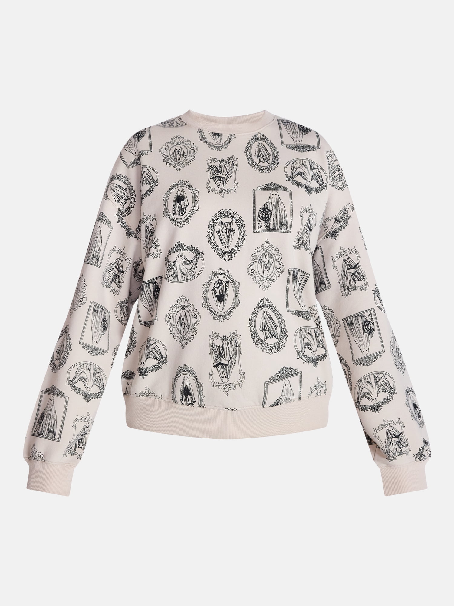Ghost Frame Women's Halloween Graphic Crew Pullover Sweatshirt, Sizes XXS-XXL