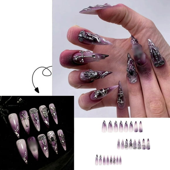 Holiday Party Cool Wear French Flame Purple Nail Tips 1ml