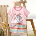 thumbnail image 4 of Toddler Kids Outfit Sets Summer Cartoon Excavator Printed Short Sleeved Tops And Shorts Set Kids Boys Girls Loungewear Outfit Sets，2Piece，3 -4 Years, 4 of 4