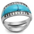 thumbnail image 1 of Alamode LOA882-7 Bague en Laiton Rhodié pour Femmes avec Synthétique en Bleu Mer - Taille 7, 1 of 1