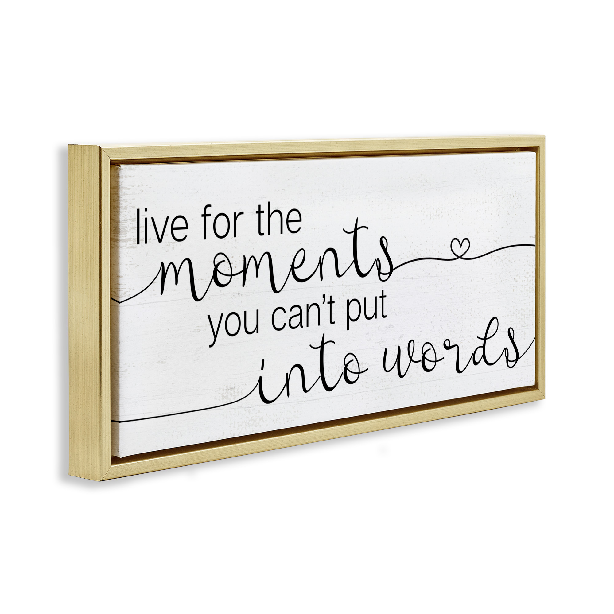 Stupell Industries Live for the Moments Phrase Typography Painting Gold Floater Framed Canvas Art Print Wall Art, 31 x 14