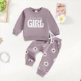 thumbnail image 2 of HCNTES Toddler Baby Girl Fall Outfits Long Sleeve Mamas Girl Sweatshirts Print Sweatpants 2Pcs Winter Clothes Set(Purple&5,6-12 Months), 2 of 7