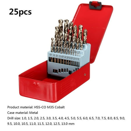 

25pcs M35 Cobalt Drill Bit Set High Speed Steel Twist Drill Hole With Metal Case For Wood Metal Working