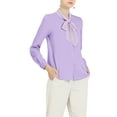 thumbnail image 5 of INSPIRE CHIC Women's Tie Neck Button Down Work Long Sleeves Blouse Shirts S Light Purple, 5 of 7