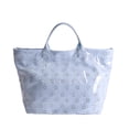 thumbnail image 2 of PVC Tote Bag Women's Stylish Floral Cutout Plastic Tote Purse Large Letters Print Hobo Handbag for Work Beach Gift for Daily Shopping Travel, 2 of 5