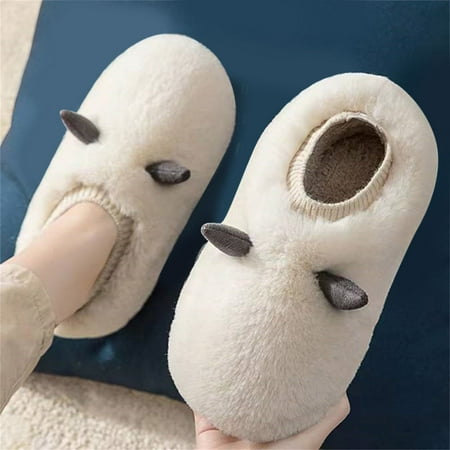 

〖Yilirongyumm〗 White 41 Slippers For Women Slippers Autumn And Winter Comfortable Fashion Cartoon Cute Antlers Warm Indoor Non Slip