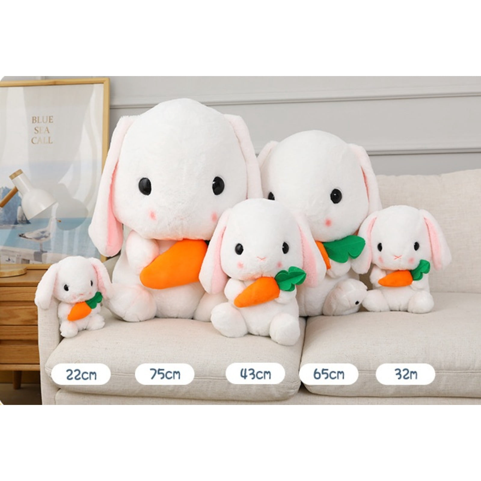 Long Ear White Bunny Plush Toy Soft Stuffed Rabbit Doll Decorative Gift