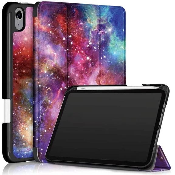 Epicgadget iPad Mini 6 Case (8.3-Inch, 2021 Model) with Pencil Holder [Support 2nd Gen Apple Pencil Charging] Magnetic Auto Wake/Sleep Cover Trifold Stand Case for iPad Mini 6th Generation (Galaxy)