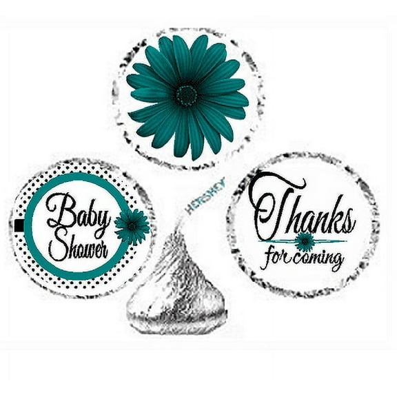 216ct Teal Baby Shower Party Favor Candy Decoration Stickers Labels Fits Kisses Chocolates Party Favors Envelope