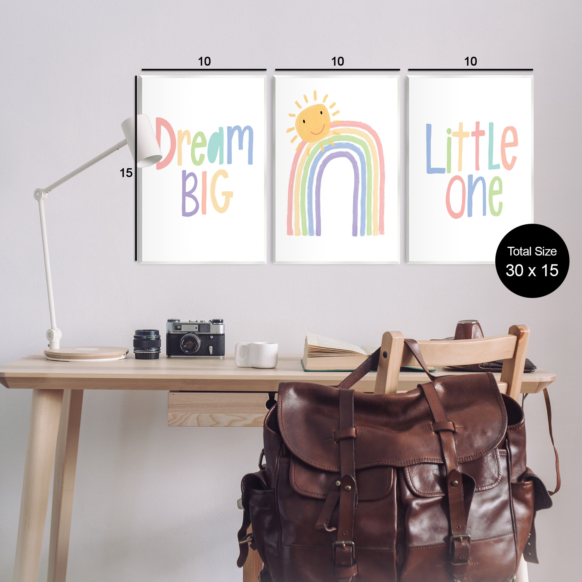 Stupell Industries Dream Big Little Illustration Typography Painting Unframed Art Print Wall Art, 13 x 19, Set of 3