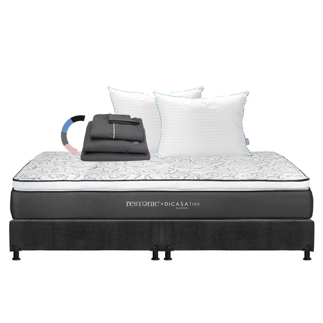Colchón King Size Trini + Box + Almohada Royal Twin + Sábanas Royal