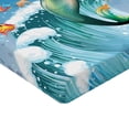thumbnail image 2 of Ambesonne Cartoon Fitted Sheet, Wave with Fish, Full Size, Multicolor, 2 of 3