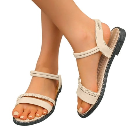 

adviicd Party Sandals for Women Low Heel Ladies One Line Sandals Elastic Band One Foot Flat Sandals Casual Fashion