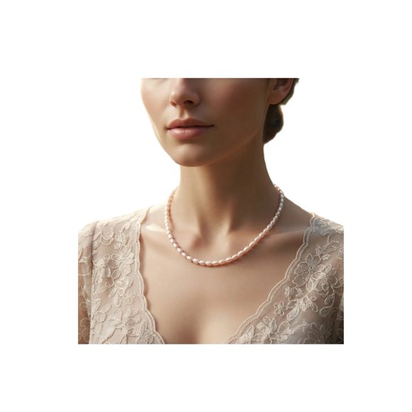 Collar y Aretes GREG J.M Perla Cultivada Natural Rosa Chapa de Oro
