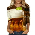 thumbnail image 2 of Jinhomg Womens Fashion 3/4 Sleeve Tee Shirt Beer Graphic Crewneck Tops Lightweight Comfy Holiday Tee Shirts Yellow#1 L, 2 of 5