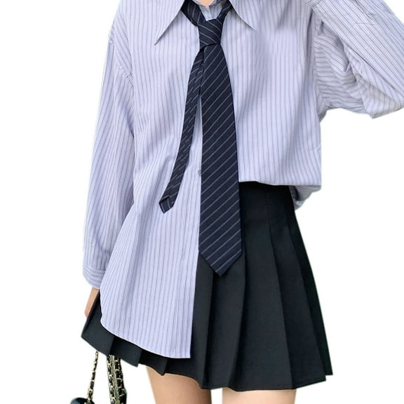 Cute Necktie for Girls Pre-tied Lazy Tie Hand-tied Neckties Japanese Striped Collar Tie for School Accessories