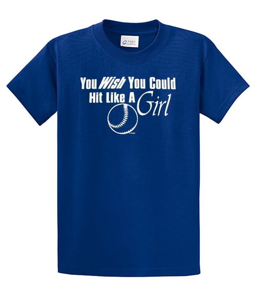 Softball Short Sleeve T-shirt Wish You Could Hit Like A Girl Funny Girls Fast - Picture 79 of 90