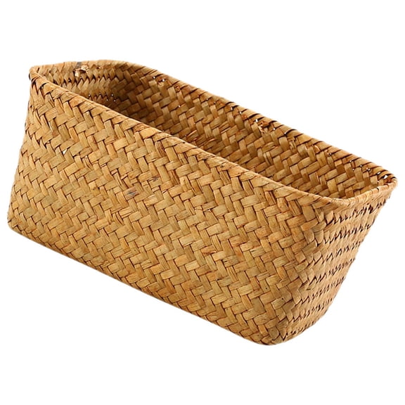 WESIEVYA Handwoven Seagrass Desktop Storage Basket Decorative Storage Box