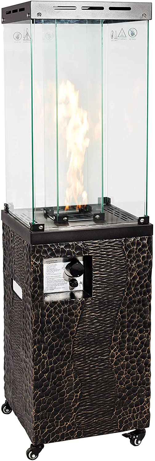 UIXE Outdoor Patio Heater, Propane Gas Fire Pit, 56" Tall Standing Faux