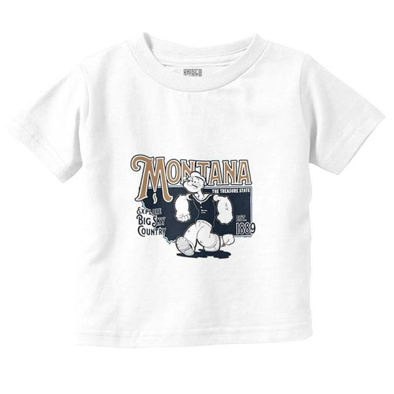 Popeye Montana State MT Cartoon Toddler Boy Girl T Shirt Infant Toddler Brisco Brands 6M