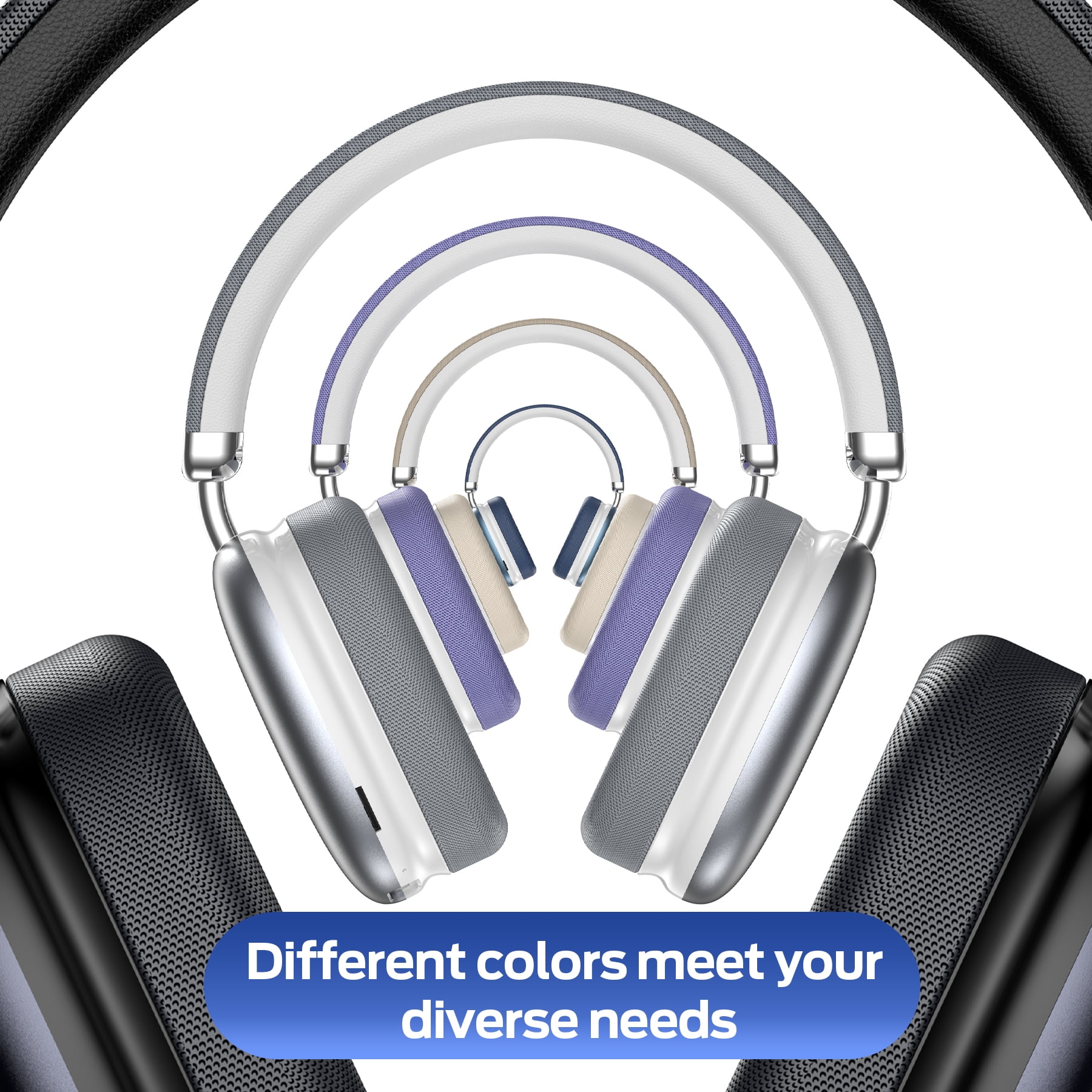 Bluetooth Headphones Over Ear, 65Hrs Playtime Wireless Headphones,Bass Boosted by 90%,Lightweight Headset with Deep Bass, Clear Call with 4 Noise Cancelling Mics,Low Latency for Travel Work Cellphone