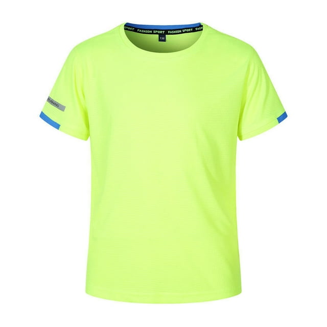 Vêtements d'Été pour Garçons, T-Shirts à Manches Courtes Unisexes, Col Rond, Respirants, Sport, Vert Clair 11 Ans-12 Ans