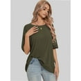 thumbnail image 6 of Oversized T Shirts for Women Short Sleeve Loose Fit Crewneck Summer Tops Casual Basic Rolled Sleeves Tee Shirt, 6 of 6