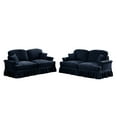 thumbnail image 5 of Newest Classic 2 Piece Modular Couch Living Room Sofa Set,Flared Arms,Removable Ruffles Pleats Skirts,Spindle Legs, 2Seater Sofa + 2-Seat Loveseat Sofa Sets for Living Room, Blue, 5 of 19