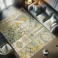 thumbnail image 4 of Ambesonne Bohemian Decorative Rug Carpet, Ethnic Mosaic Look Designs, 2' 2" x 3' 7", Dark Yellow Pale Teal, 4 of 5