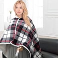 thumbnail image 2 of Cold Winter Electric Blanket Heating Shawl Knee Sleeping Rest Working Heater Warmer Shoulder Heated Pad Accessory Home Living Room Dormitory Office Red Plaid, 2 of 9