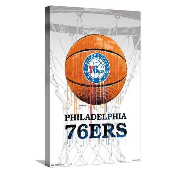 NBA Philadelphia 76ers - Drip Ball Canvas Wall Poster, 14.725" x 22.375"