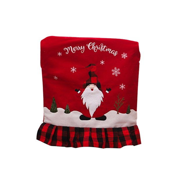FLhrweasw Funda para Silla Sin Rostro Santa Lino Bordado Silla Navidad (C)