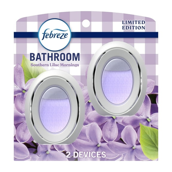 Febreze Bathroom Air Freshener, Small Spaces Odor-Fighting, Limited Edition, Lilac, 2 Count