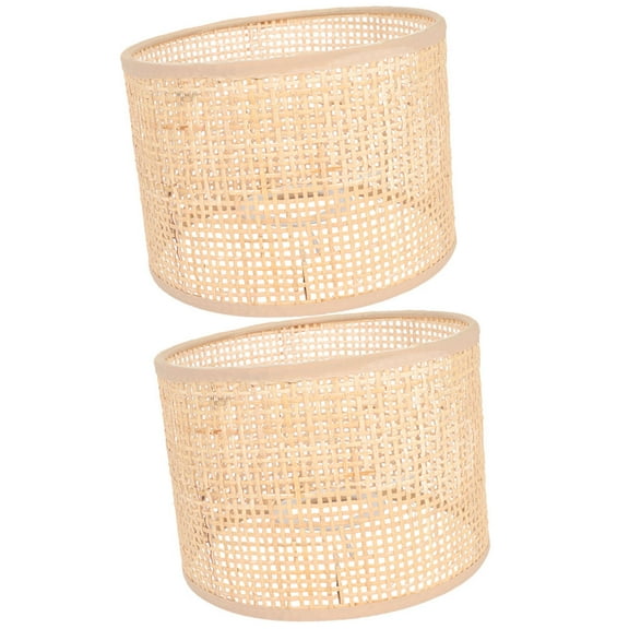 Masteelf  2 Pcs Rattan Pendant Light Woven Lamp Shade for Floor Lampshade