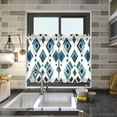 thumbnail image 4 of Yayeee Kitchen Curtains Light Filtering 27"x24" Rod Pocket Short Cafe Window Panel, Green Geometric Pattern, 4 of 7