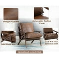 thumbnail image 4 of Guyou Mid Century Accent Chair, Upholstered PU Armchair Comfy Single Sofa Lounge Chair with Wooden Frame for Fireplace Bedroom Living Room Study, Brown, 4 of 9