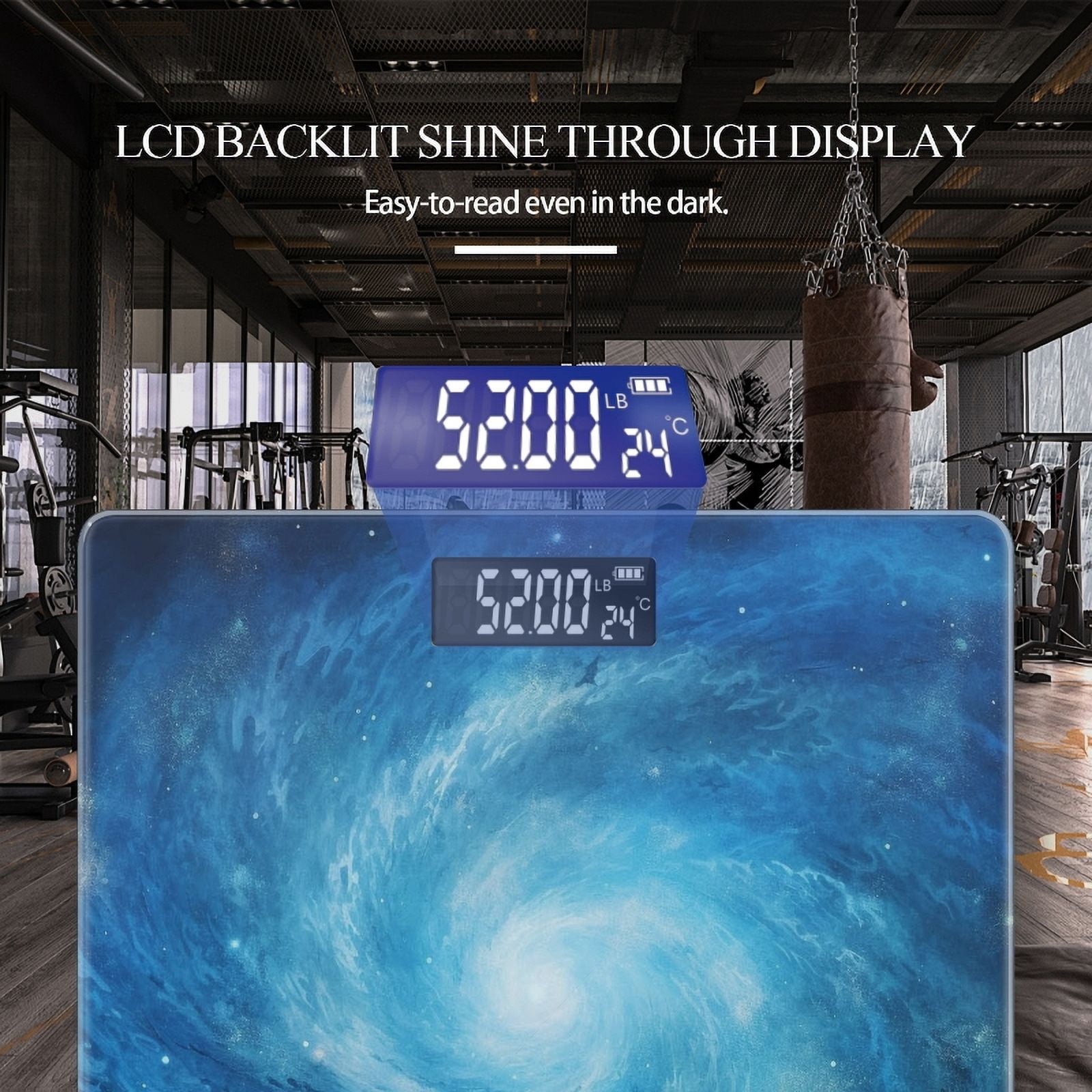 High Precision Body Weight Scale Smart Bathroom Scales with Large LCD Display(400lbs),Decorative for Bedroom-Abstract Blue Swirls And Starry Night Sky