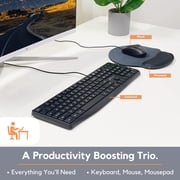 X9 Wired Keyboard and Mouse Combo - Ergonomic Full-Size USB 104-Key Keyboard and Optical Mouse Combo with Mouse Pad for Desktop, Laptop, Windows PC