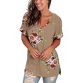 thumbnail image 4 of Camiseta de manga corta con cuello en V y estampado floral para mujer Vhermosa Playeras, Blusas y Tops, 4 of 5