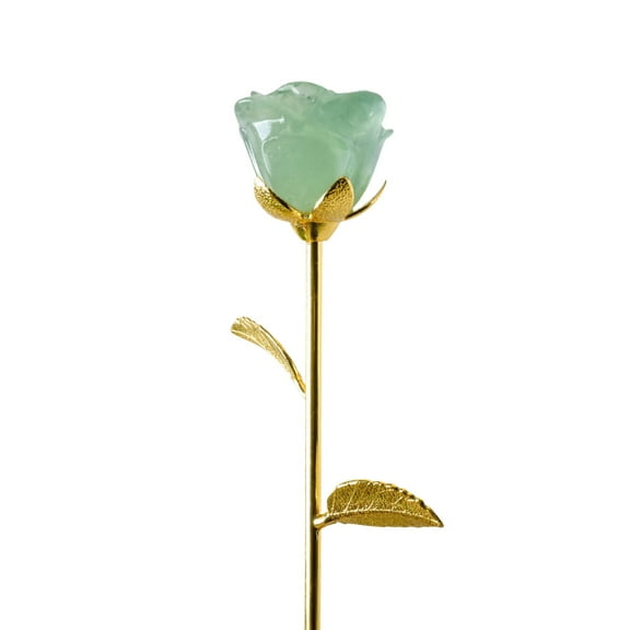 Exquisite Jade Rose with Gold Plated Stem Elegant Gift for Anniversary Birthday or Valentine's Day