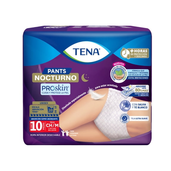 Ropa Interior desechable Tena Nocturno Talla Chica/Mediano 10pzas